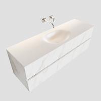 Boss & Wessing Badkamermeubel BWS Madrid Carrara Mat 150 cm Solid Surface Wastafel (0 kraangaten, 2 lades)