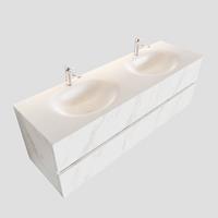 Boss & Wessing Badkamermeubel BWS Madrid Carrara Mat 150 cm Solid Surface Wastafel Dubbel (2 kraangaten, 2 lades)