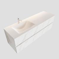 Boss & Wessing Badkamermeubel BWS Valencia Carrara Mat 150 cm Solid Surface Wastafel Links (1 kraangat, 2 lades)