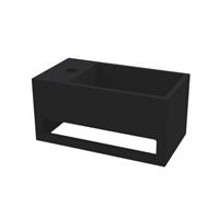 Best Design Fontein  Mona-Black 33x18x16 cm incl. Handdoekhouder Links Solid Surface Mat Zwart