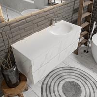 zaro Sevilla Solid Surface badmeubel 120cm mat wit marmer 1 kraangat spoelbak rechts met 4 lades