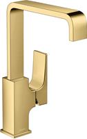 Hansgrohe Metropol wastafelkraan met clickwaste polished gold optic