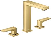 Hansgrohe Metropol 3-gats wastafelkraan met clickwaste polished gold optic