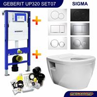 geberit Toiletset 07 Up320 Aqua Splash Prio Rimfree Met Sigma Drukplaat - Sigma 01 - Wit - 115770115 (standaard)