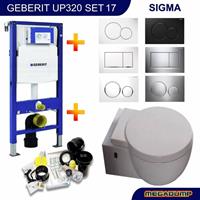 geberit Up320 Toiletset 17 Aqua Splash Amor Met Sigma Drukplaat - Standaard Sigma 01 - Wit - 115770115