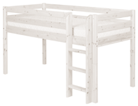 Flexa Classic Halbhohes Bett aus Holz (90x200cm) mit senkrechter Leiter in weiß