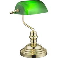 Globo Lighting Tafellamp groen messing Banker 'Antique' E14 fitting 360mm