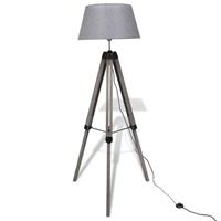 vidaXL Verstellbare Stativ-Stehlampe aus Holz mit Stoffschirm  Grau