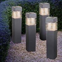 4er Set LED Außen Bereich Solar Erdspieß Leuchten Garten Laternen Steck Lampen Globo 33269-4