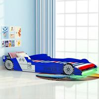 VidaXL Kinder raceauto bed met LED-verlichting 90x200 cm blauw