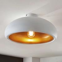 Lampenwelt.com Metalen plafondlamp Gerwina, wit-goud
