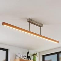 LUCANDE LED houten plafondlamp Tamlin, beukkleuren, 140 cm