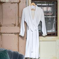 Walra Badjas Soft Jersey Robe Wit / Kiezel Grijs-S/M