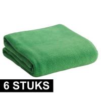 6x Fleece dekens/plaids groen 120 x 150 cm Groen