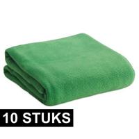 10x Fleece dekens/plaids groen 120 x 150 cm Groen