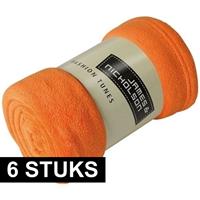 James & Nicholson 6x Fleece dekens/plaids oranje 120 x 160 cm Oranje