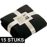 James & Nicholson 15x Fleece dekens/plaids zwart 130 x 170 cm Zwart
