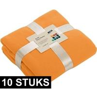 James & Nicholson 10x Fleece dekens/plaids oranje 130 x 170 cm Oranje