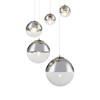 Globo Lighting Hanglamp glazen bollen 5x 'Varus' nikkel mat - transparant glas