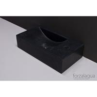 Forzalaqua Venetia fontein 40x22x10cm 1 kraangat rechts rechthoek graniet gezoet antraciet 8010251