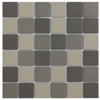 The Mosaic Factory London mozaïektegel 4.8x4.8x0.6cm voor vloer voor binnen en buiten vierkant Keramiek Donker Grijs Mix LO10MIX1