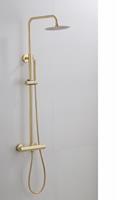 saniclear Brass opbouw regendouche geborsteld messing / goud 20cm hoofddouche staaf handdouche
