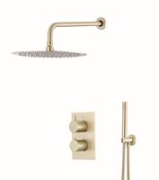 saniclear Brass inbouw regendouche met wandarm en 30cm hoofddouche geborsteld messing / mat goud