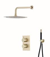 saniclear Brass Pro inbouw regendouche met wandarm en 30cm hoofddouche geborsteld messing / mat goud