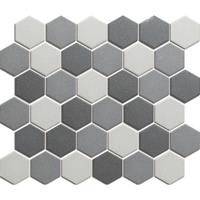 The Mosaic Factory London mozaïektegel 5.1x5.9x0.6cm voor vloer voor binnen en buiten Zeshoek Hexagon Keramiek Donker grijs mix LOH10MIX1