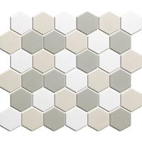 The Mosaic Factory London mozaïektegel 5.1x5.9x0.6cm voor vloer voor binnen en buiten Zeshoek Hexagon Keramiek wit mix LOH10MIX2