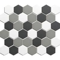 The Mosaic Factory London mozaïektegel 5.1x5.9x0.6cm voor vloer voor binnen en buiten Zeshoek Hexagon Keramiek Contrast mix LOH10MIX3