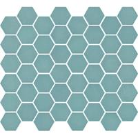 The Mosaic Factory Valencia mozaïektegel 4.3x4.9x0.5cm hexagon turquoise mat voor wand en vloer en voor binnen en buiten vorstbestendig VAL25M