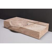 Forzalaqua Laguna wastafel 80x40x12cm RECHTHOEK 1 wasbak Travertin gezoet beige 100362