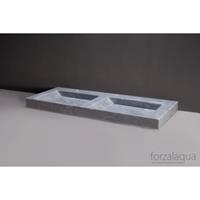 Forzalaqua Bellezza Doppio wastafel 140.5x51.5x9cm RECHTHOEK 2 wasbakken Marmer gezoet blauw wit 100334