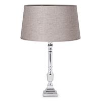 Home sweet home tafellamp Candle vierkant chroom met lampenkap Melrose - grijs