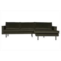 Be Pure Home Rodeo bank chaise longue rechts dark green hunter velvet