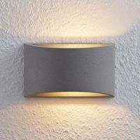 Lindby Edvin LED-Wandleuchte aus Beton, halbrund