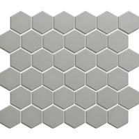 The Mosaic Factory London mozaïektegel 5.1x5.9x0.6cm voor vloer voor binnen en buiten Zeshoek Keramiek Donker grijs LOH1015