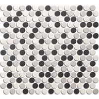 The Mosaic Factory London mozaïektegel 1.9x0.5x0.5cm voor vloer voor binnen en buiten Rond Keramiek wit/grijs/zwart mix LOPMIX4