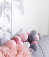 COTTON BALL LIGHTS Premium lichtslinger roze - Perfect Combi