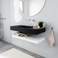 Mondiaz ALAN 100cm badmeubel solid surface planchet talc Vrijhangende wastafel cloud midden zonder kraangat kleur urban M49850TA0M49300UB0