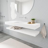 Mondiaz ALAN 150cm badmeubel solid surface planchet talc Vrijhangende wastafel cloud midden zonder kraangat kleur talc M49855TA0M49318TA0