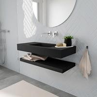 Mondiaz ALAN 100cm badmeubel solid surface planchet urban Vrijhangende wastafel cloud midden zonder kraangat kleur urban M49850UB0M49300UB0