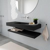 Mondiaz ALAN 120cm badmeubel solid surface planchet urban Vrijhangende wastafel cloud midden zonder kraangat kleur urban M49852UB0M49306UB0