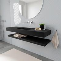 Mondiaz ALAN 150cm badmeubel solid surface planchet urban Vrijhangende wastafel cloud midden zonder kraangat kleur urban M49855UB0M49318UB0