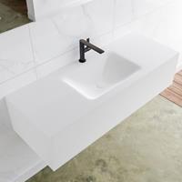 Mondiaz LAGOM 120cm badmeubel solid surface talc 1 lade Wastafel cloud midden 1 kraangat M64117TAM1M35162C