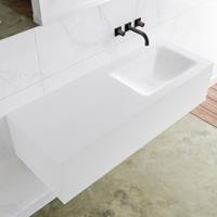 Mondiaz LAGOM 120cm badmeubel solid surface talc 1 lade Wastafel cloud rechts zonder kraangat M64119TAM0M35164R