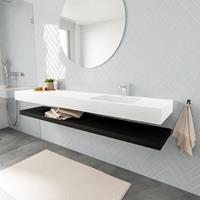 Mondiaz ALAN 200cm badmeubel solid surface planchet urban Vrijhangende wastafel cloud rechts 1 kraangat kleur talc M49860UB0M49582TA1