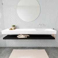 Mondiaz ALAN 200cm badmeubel solid surface planchet urban Vrijhangende wastafel cloud rechts zonder kraangat kleur talc M49860UB0M49582TA0