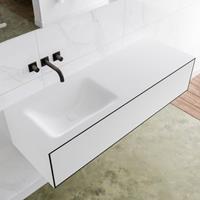 Mondiaz LAGOM 130cm badmeubel solid surface urban 1 lade Wastafel cloud links zonder kraangat M64123UBM0M35182L